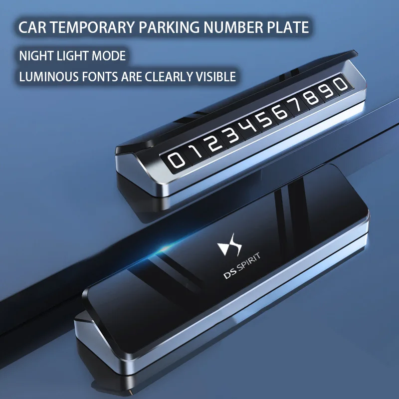 

Car Metal Mobile Phone Number Temporary Parking Plate For DS AUTOMOBILES DS3 DS4 DS5 DS6 DS7 DS9 2024 Accessories Logo Crossback