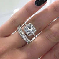 925 Sterling Silver Bridal Sets Rings for Women Bling Bling Cubic Zirconia Luxury Wedding Rings Modern Design Jewelry Gift