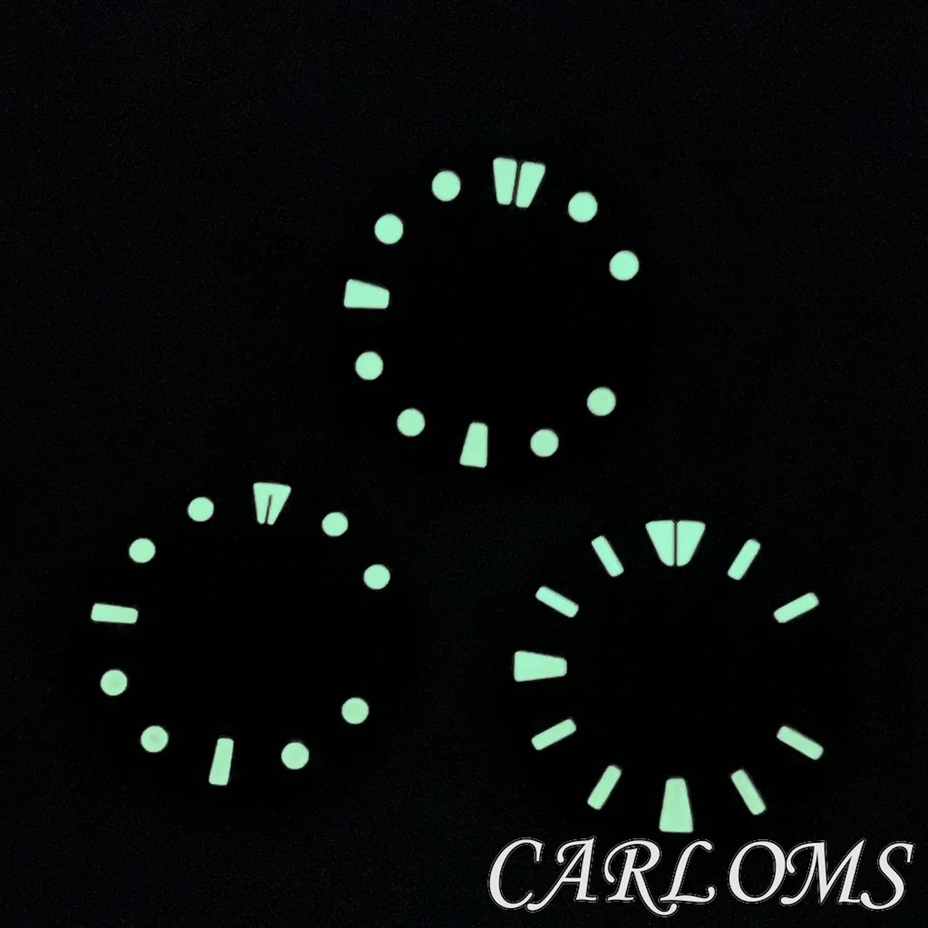 時計部品,c3緑色発光,日付3および3.8, 28.5mm,nh35,nh36