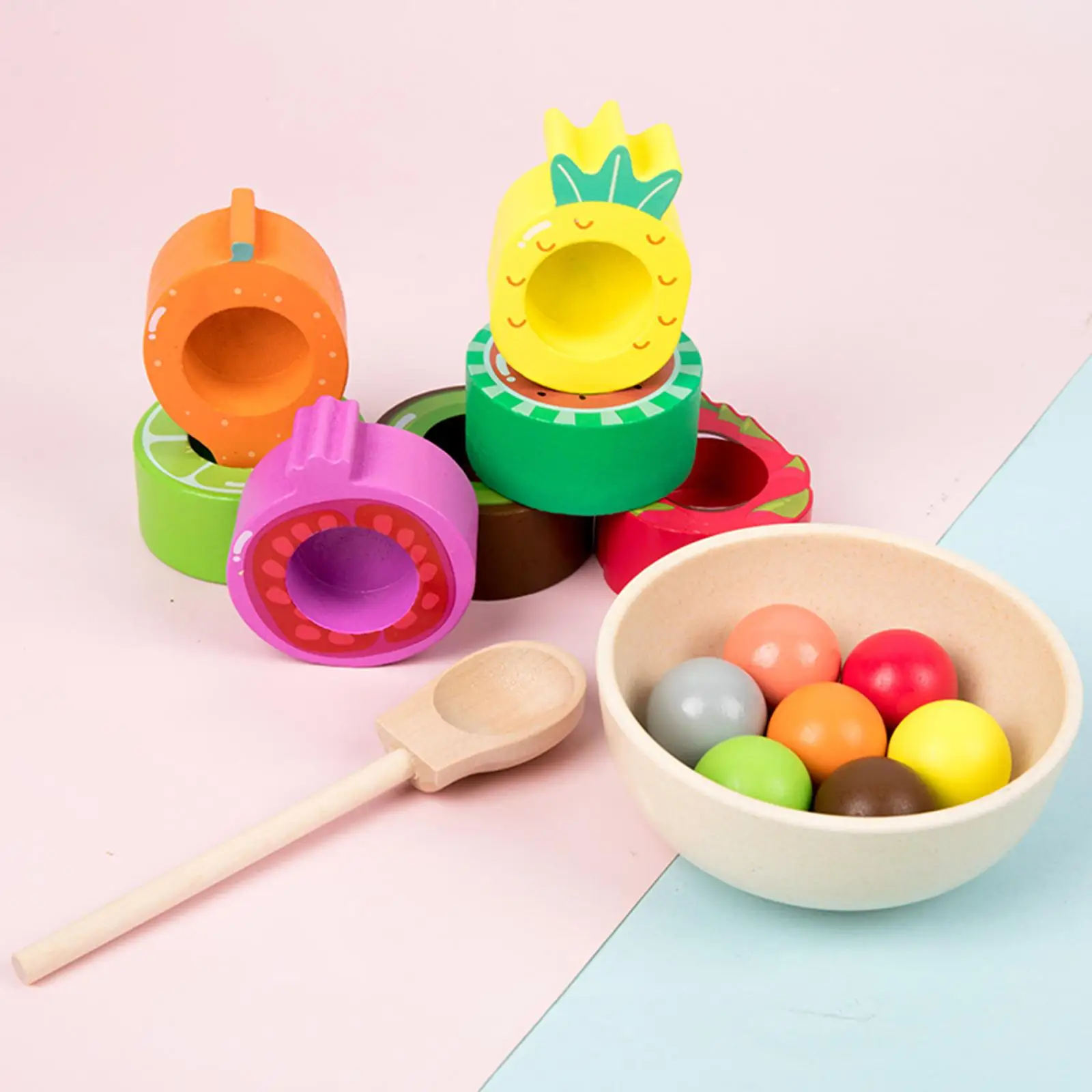 Wooden Ball in Cups Counting Color Classification for Boys Age 3 4 5 6