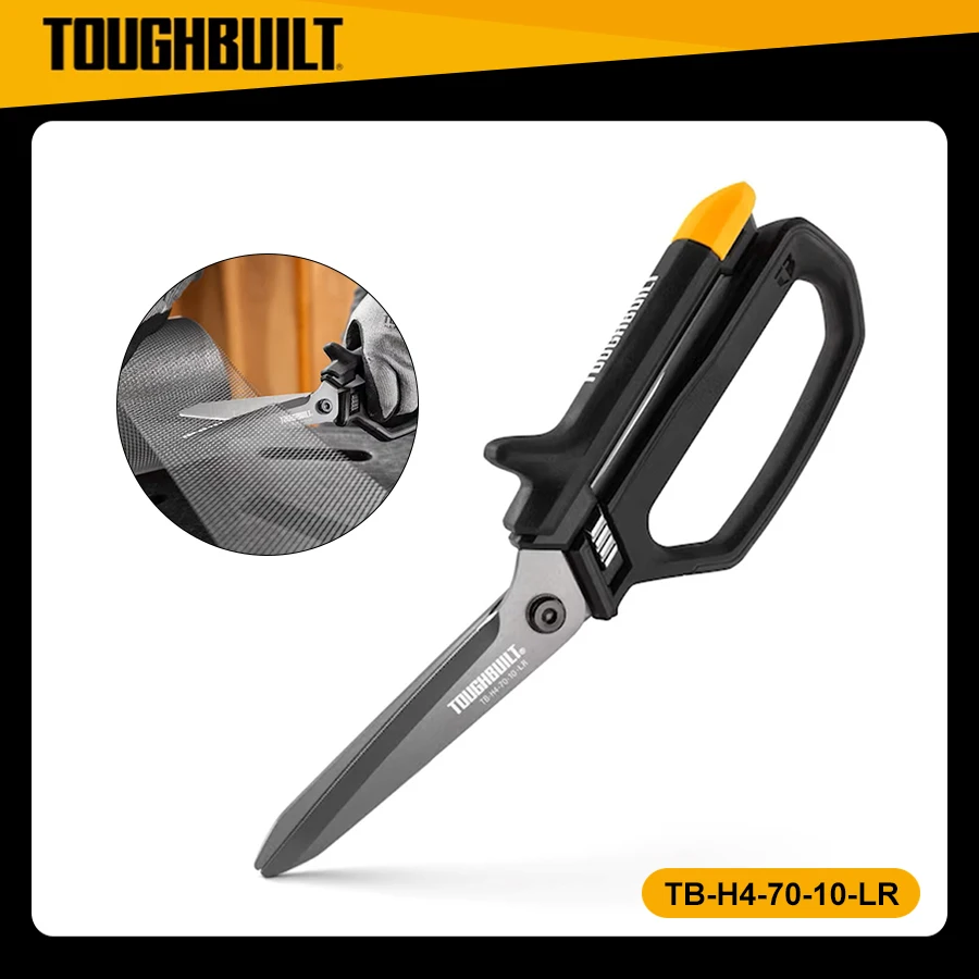 TOUGHBUILT TB-H4-70-10-LR 5-in Micro-serrated Open Handle Spring Assisted Scissors Hand Tools