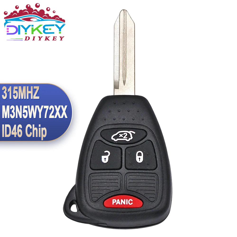 

Ключ дистанционного управления DIYKEY с 4 кнопками, 315 МГц, чип ID46 для Chrysler Pacifica Grand Caravan Town Country 2004, 2005, 2006, 2007, M3N5WY72XX