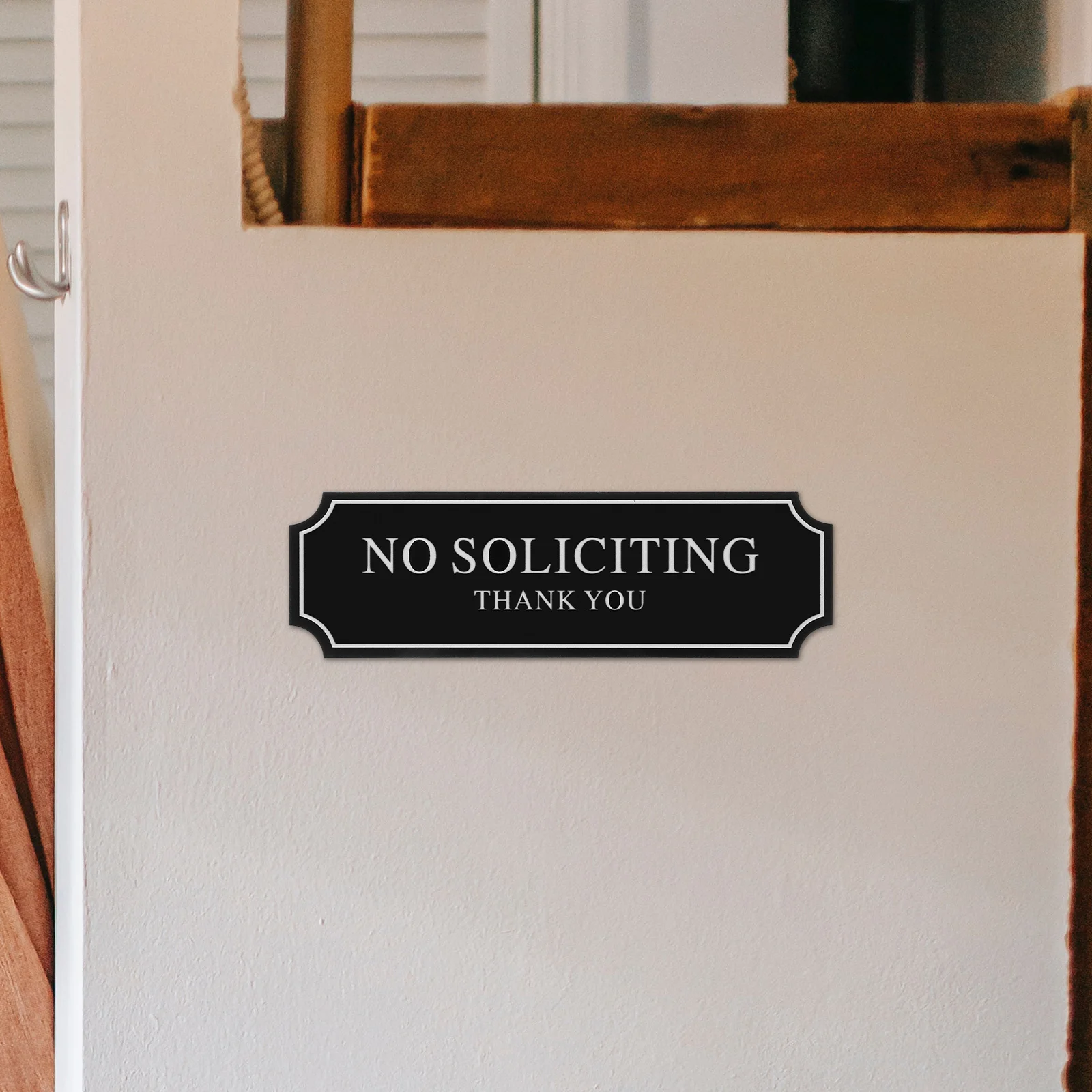 

Acrylic No Soliciting Sign for Home Front Door Lightweight Compact Door Sign Removable No Soliciting Decal for House Shop