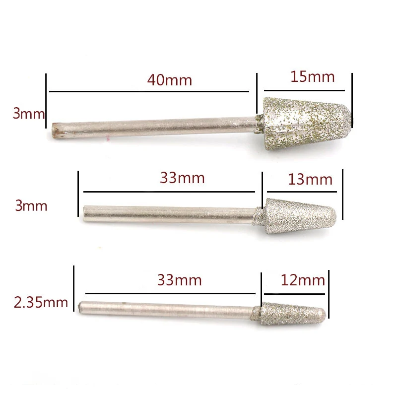 B نوع 20 قطعة لدغ طحن الماس 0.8-10 مللي متر لقم طحن الأسنان نقطة الماس 2.35 مللي متر 3 مللي متر عرقوب نقطة الطحن مطحنة القالب دريمل #2