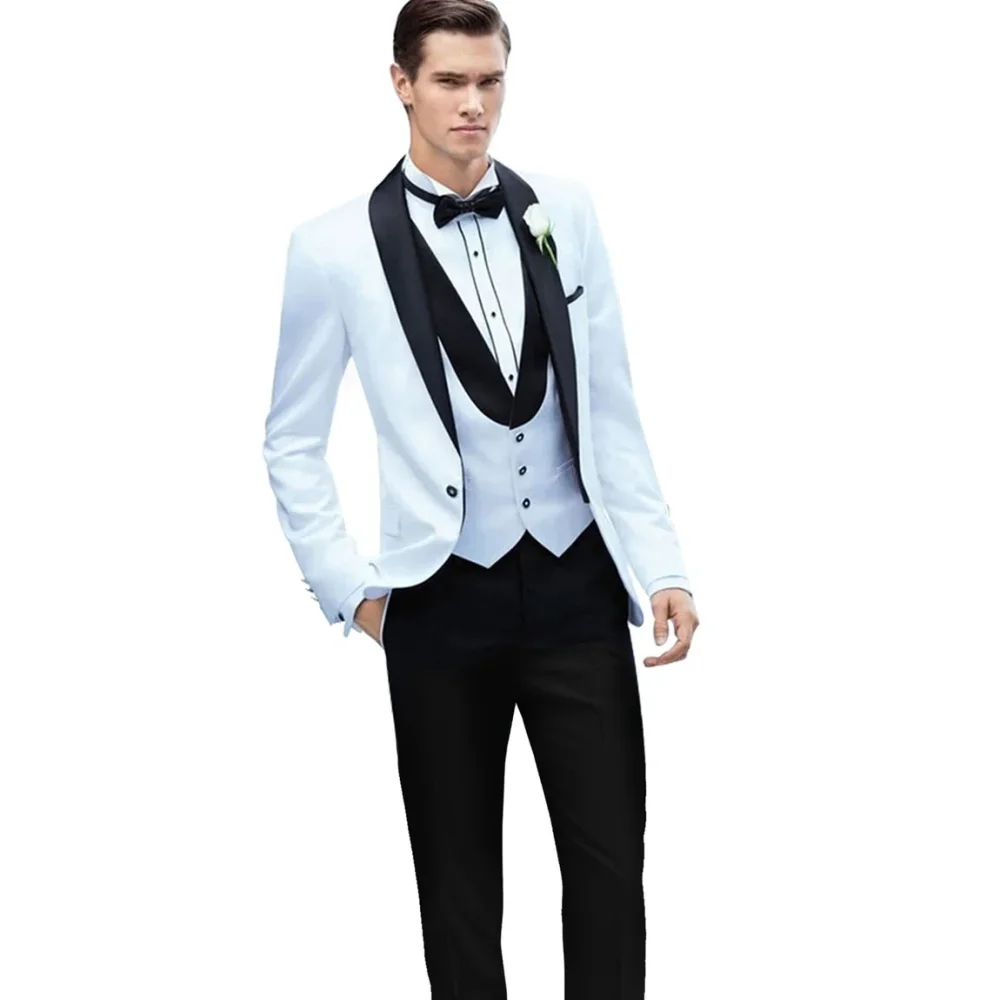 

High quality Men Solid Color Business - Stylish Handsome Groom Best Man Wedding 3 Piece Jacket+Vest+Pant