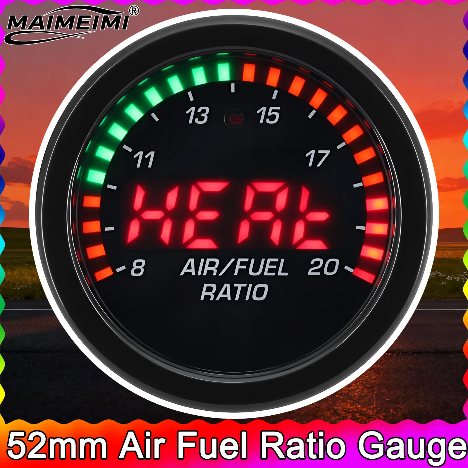 

52mm Car Auto Air Fuel Ratio Gauge 8-20 With Wideband O2 Oxygen Sensor Car AFR Gauge Fit for 12V Stepper Motor OE 0258017025