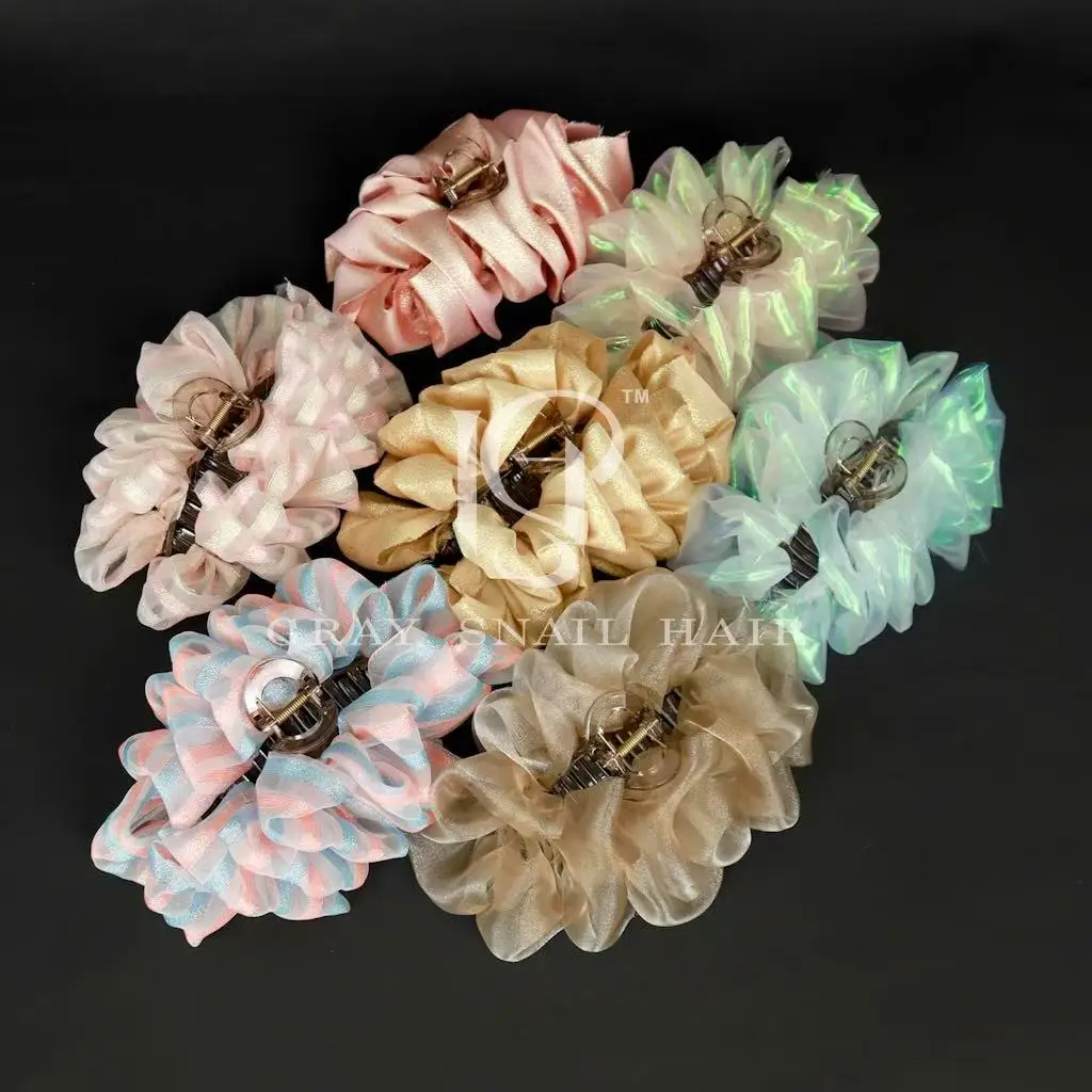 

Satin Bow Hair Clips Glitter Organza Hair Clips Stylish Fabric Hair Accessories Ideal for Women Parties Weddings Daily Use