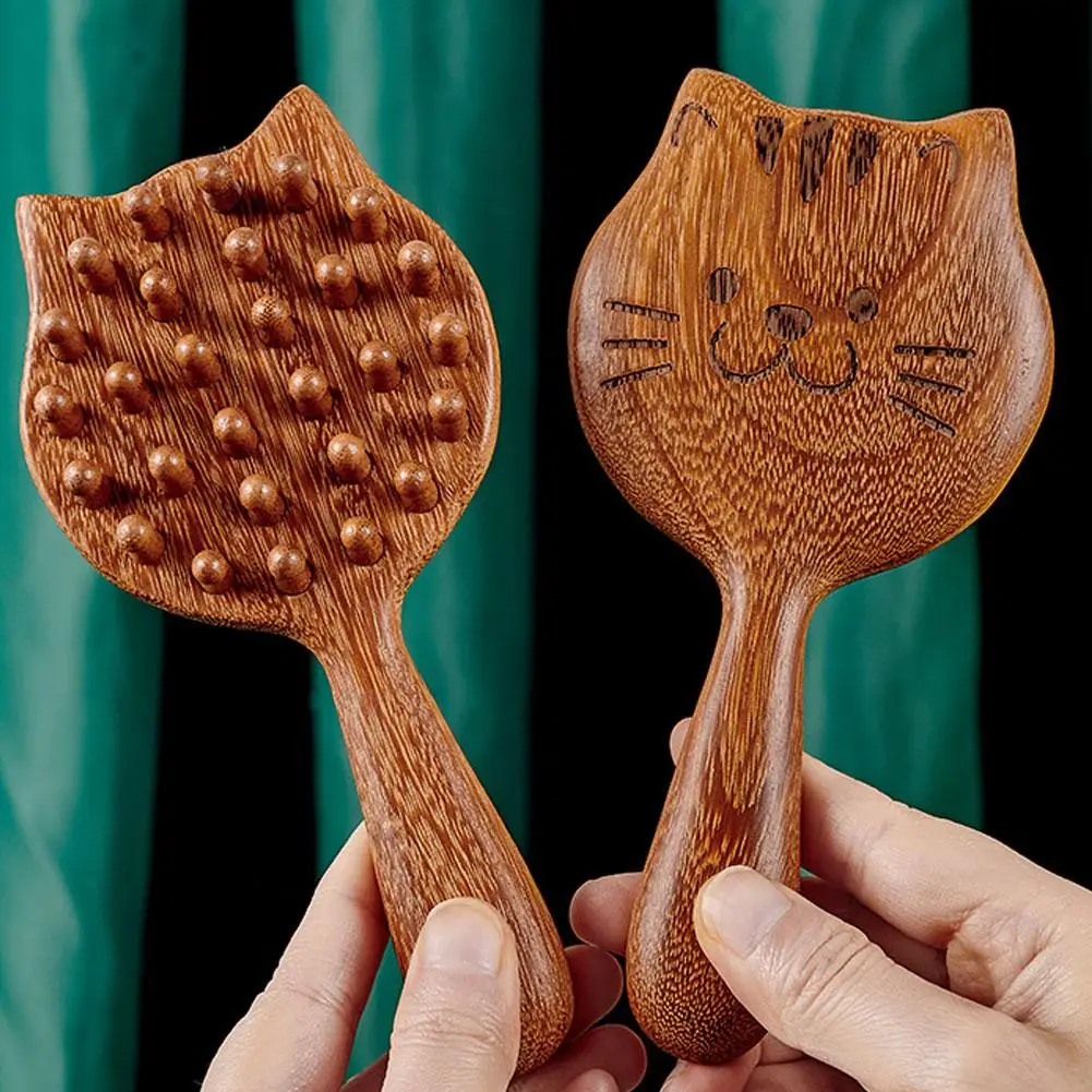 

Sandalwood Massage Comb Cute Cat Shape Coarse Toothed Head Hair Therapy Massage Comb Guasha Scraping Body Massage Tool