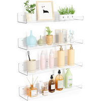 2/4pcs Acrylic Clear Shelves Wall Storage Organizer Floating Shelf for Bathroom, Kitchen Variety Room, Floating Shelves for Wall