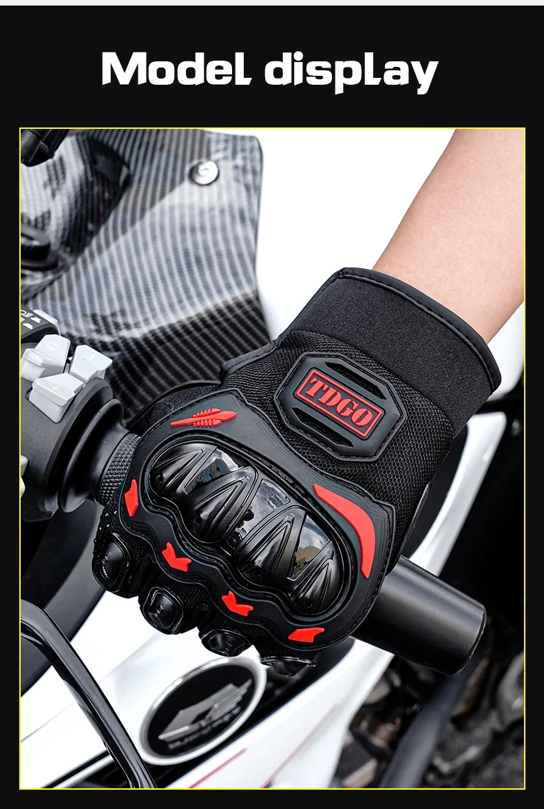 Sommer Motorrad Atmungsaktive Vollfinger Handschuhe Leder Schutzausrüstung Dirt Bike Sport Racing Reithandschuhe – Detail 16