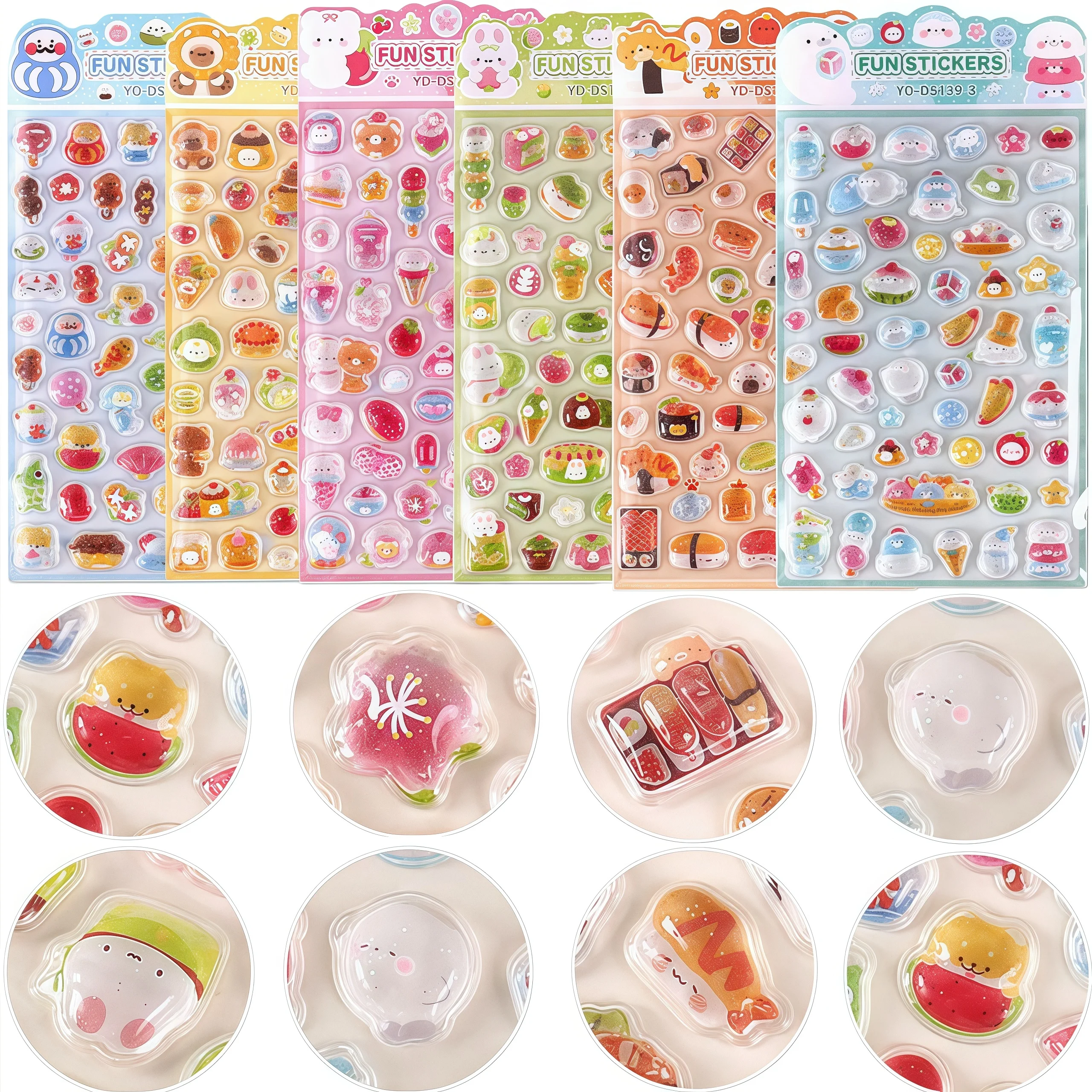 Pegatinas de gelatina con relieve de animales en 3D, pegatina de gota de caramelo, pegatinas de gato de osito Shiba Inu, funda de teléfono DIY, álbum de recortes ンン한80)