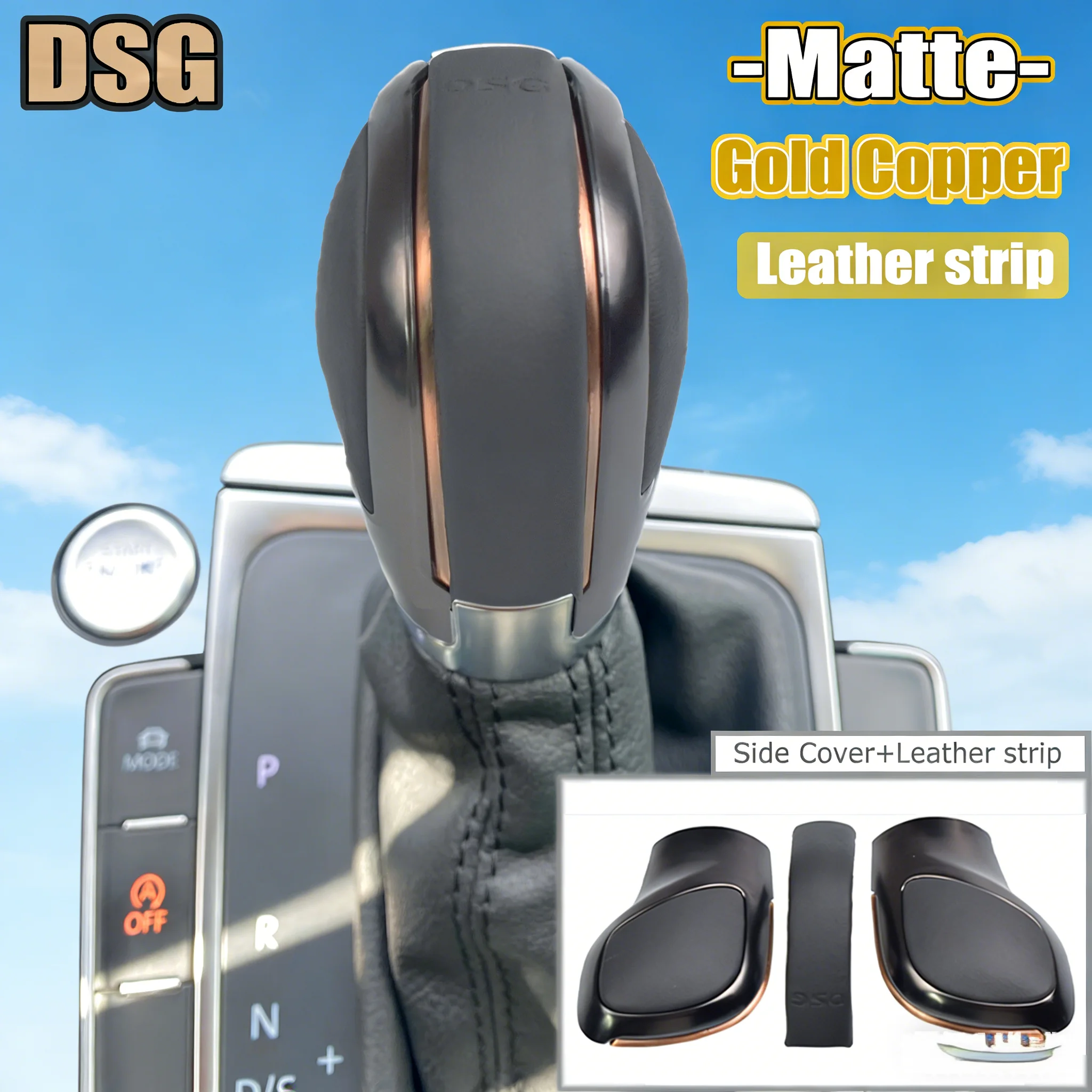 DSG Emblem ABS/Leather For VW Golf 6 7 R GTI Passat B7 B8 CC R20 Jetta MK6 GLI Auto Gear Shift Knob Stick HeadBall Chrome/Matt - view 6