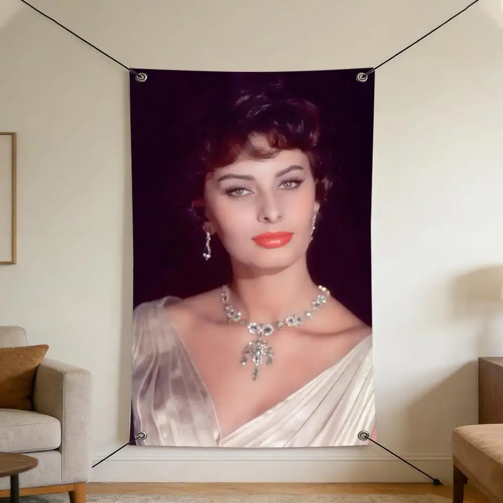 Celebrity S-Sophia L-Loren Flags Cozy Home Flag 4 Grommets Anti-Wrinkle Waterproo  Indoor