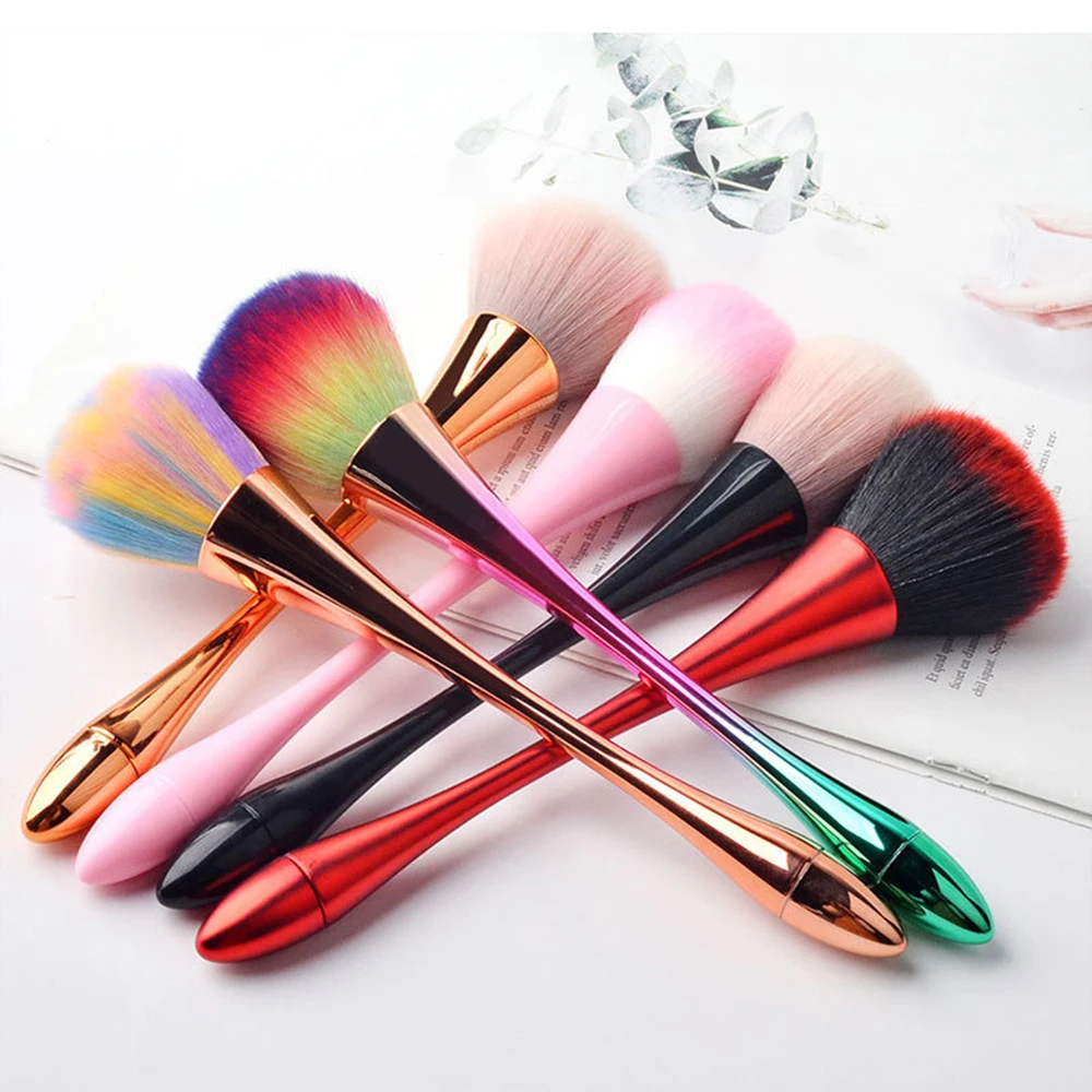 1pc Soft Slender-Waist Nail Dust  Brush Dust Clean Nail Art Cleaner Remover Powder Brush Make Up Colorful Mnicure Pen Tools