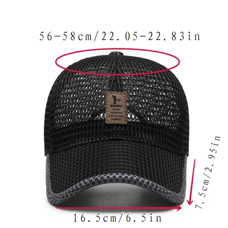 Mesh Snapback Cap Solid Color Adjustable Breathable Baseball Cap For Women Men Summer Outdoor Sport Golf Hiking Casual Hats