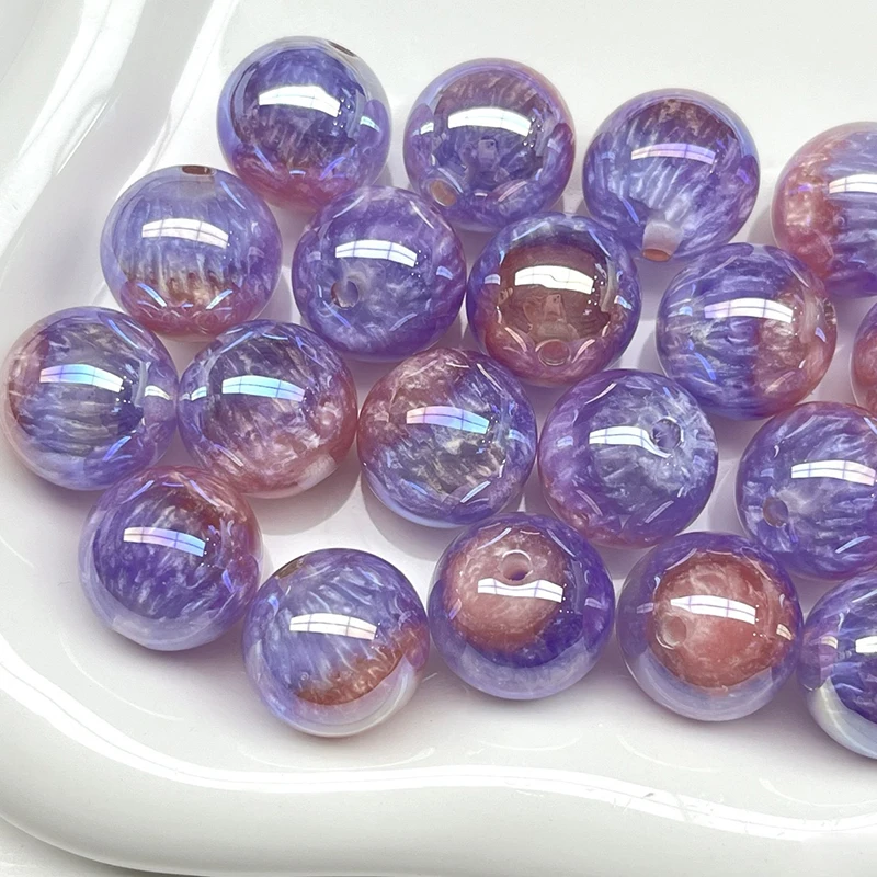 

10 шт. ювелирные аксессуары DIY 16 мм картина маслом гальваническая смола сквозное отверстие свободные бусины для женщин подвеска-подвеска