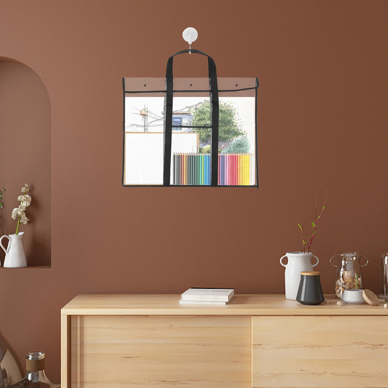 حقيبة لوحة الرسم قابلة للطي منظم فني من القماش غير المنسوج مع أزرار إطباقية لأدوات الرسم وحامل الرسم