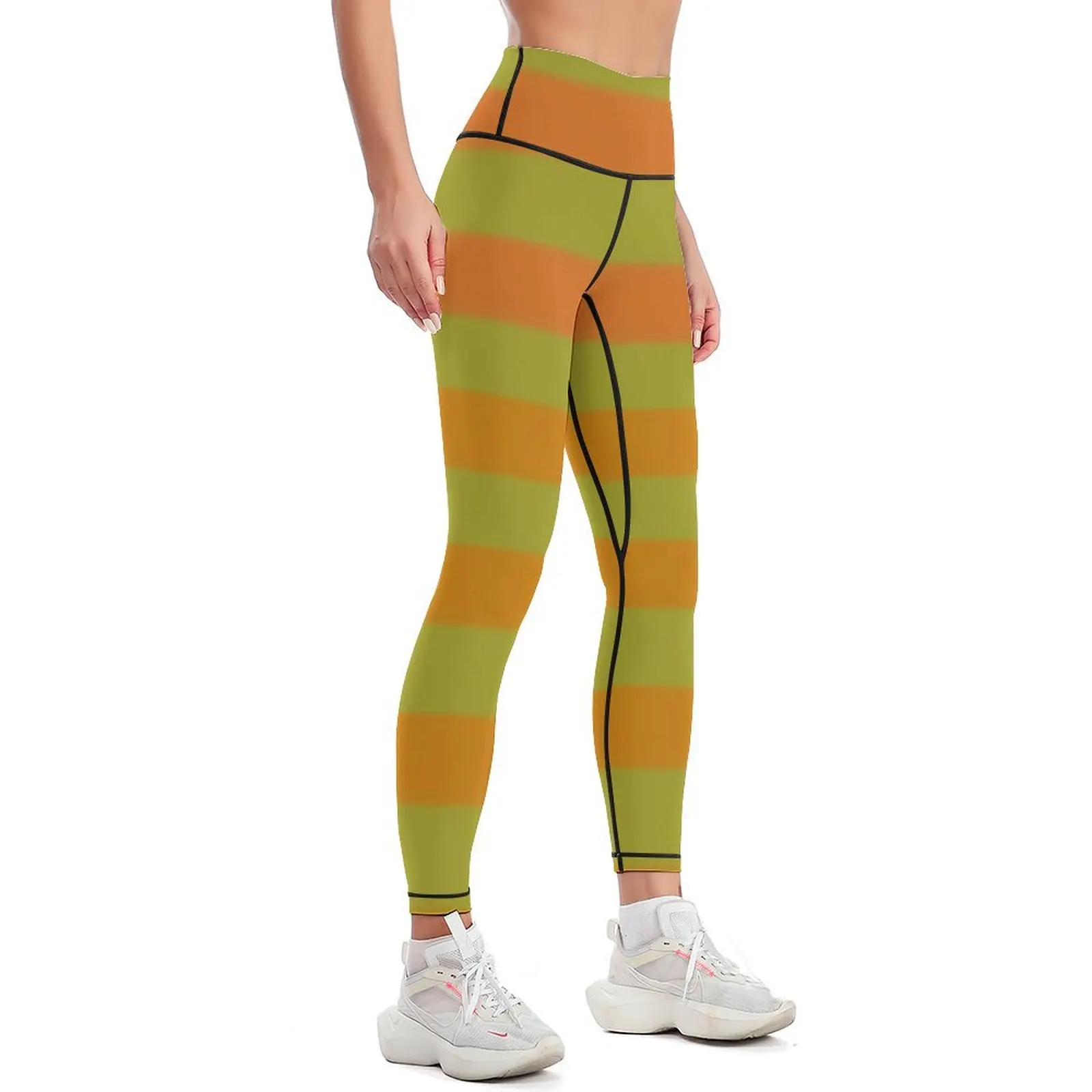 Orange Horizontal Stripes Leggings push up fitness Fitness woman Womens Leggings