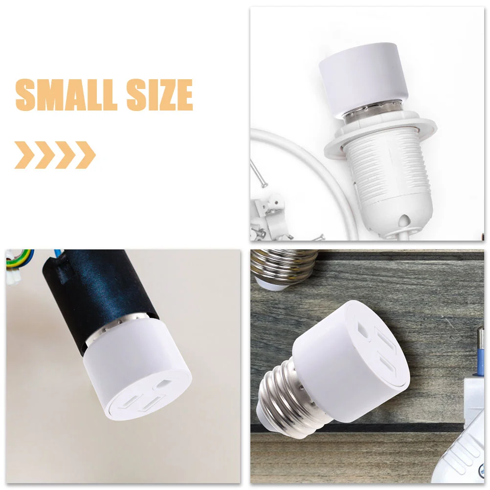 4 Pcs Bulb Light Socket Converter Outlet Plug E27 Splitter To Adapter White 3-prong