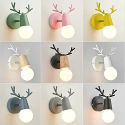 Deer Antler Wall Light Nordic Modern Adjustable Wall Sconces Colorful Cartoon Animal Lamp Mounted Children Room Reading Lighting