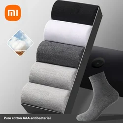 New Xiaomi 100% Cotton Grade 7A Antibacterial Anti-Odor Socks Men's Medium Socks Breathable Sweat Absorbent Cotton Long Socks