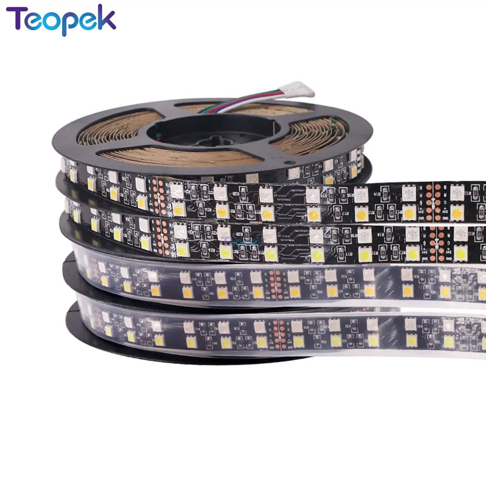 

Double Row RGB RGBW LED Strip Waterproof 5050 120LEDs/m 5M DC 12V Black PCB White PCB RGBWW LED Light Flexible Tape