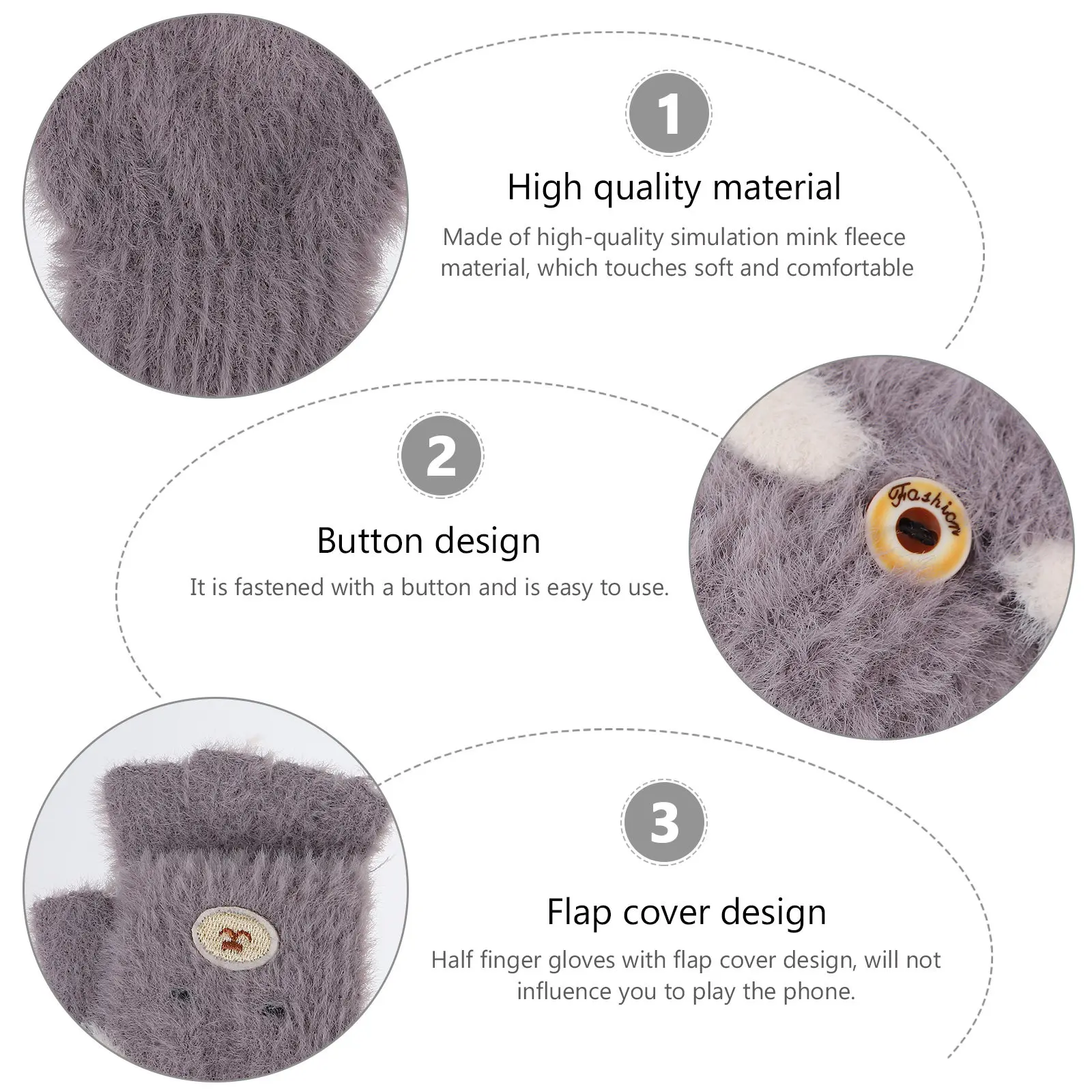 

1Pair Warm Winter Gloves for Kids Soft Fleece Half Finger with Flap Cover Shock-Absorbing Non-Slip Kids Gloves Ideal for Writing