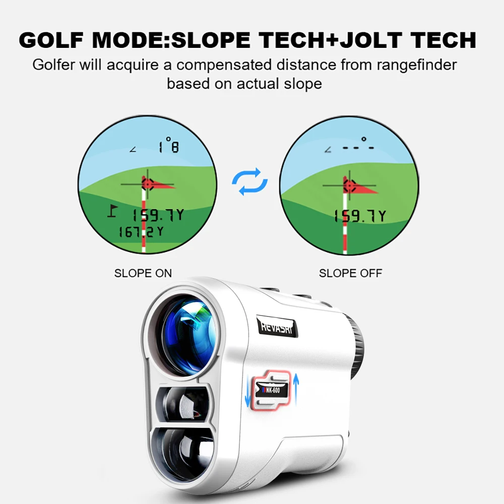 REVASRI Golf Laser-afstandsmeter 600M Telescoop met Vlag-Lock Helling Pin Afstandsmeter voor 1000M Camouflage Jacht Monoculaire