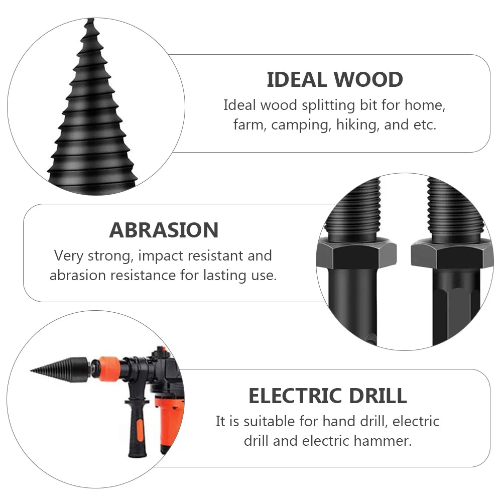 45Mm Wood Splitting Bit High Carbon Steel For Hand Electric Drill Firewood Splitter Tool Camping Outdoor Use Splitting Drill Bit