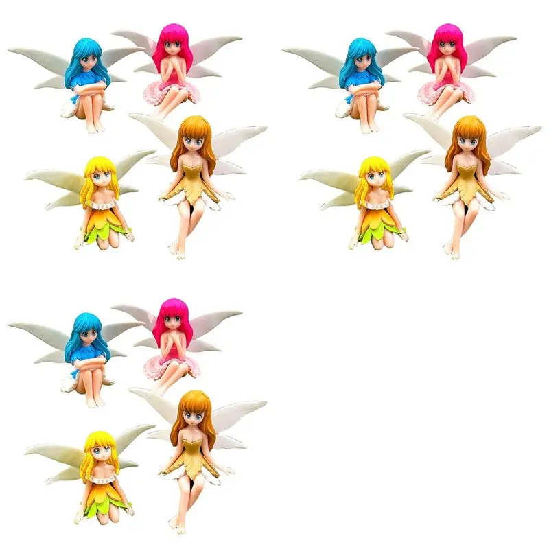 【FITTING】Miniature Fairy Figurines - 12Pcs Small Flower Fairies Ornaments Resin Mini Fairy Figurines Tiny For Fairy Garden Decor