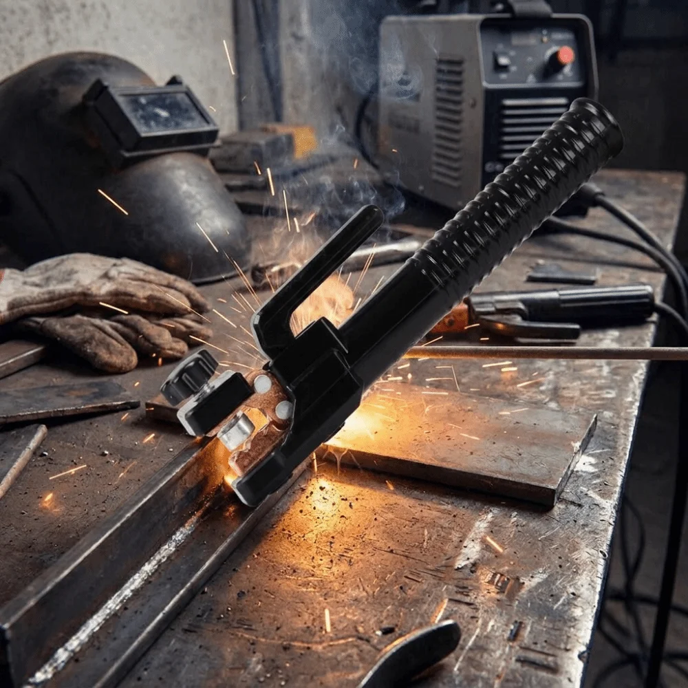 

Solid Copper Material Full Copper Welding Clamp Nylon Handle Great Electrical Conductivity Welding Electrode Holder Durable