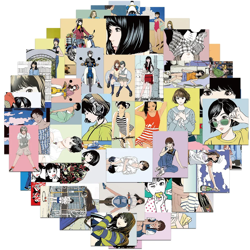 10/50pcs japanische Comic Mädchen Aufkleber Retro Mädchen Wasser Tasse Helm Laptop Telefon Skateboard Notebook Aufkleber wasserdichte Aufkleber