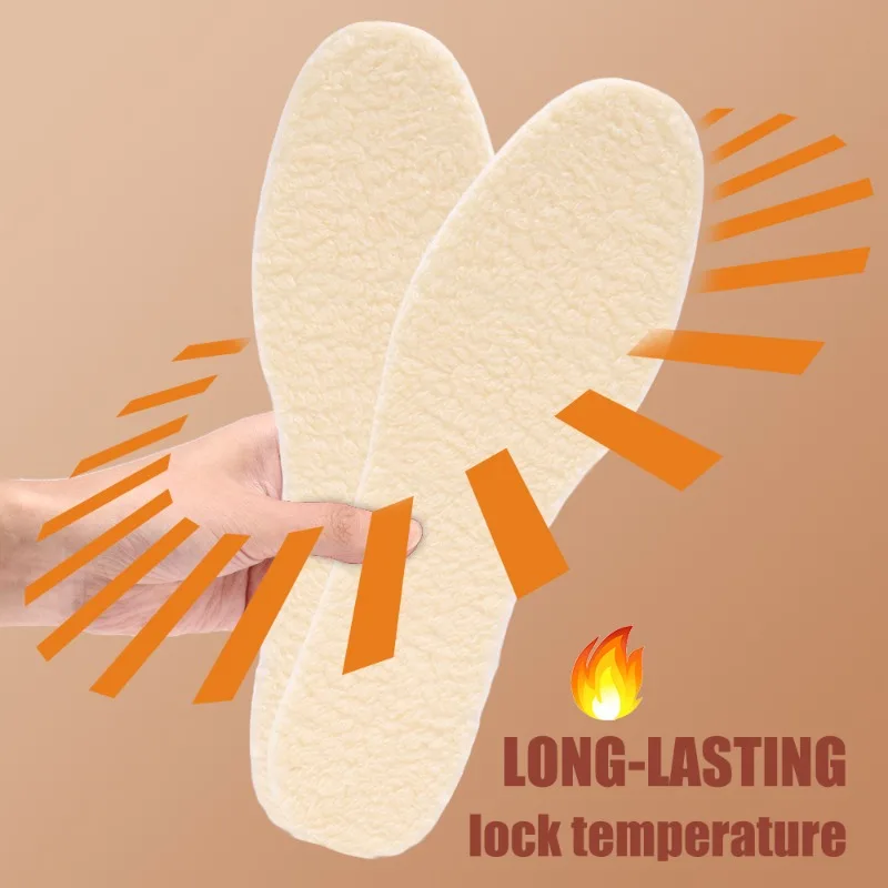 Winter Warm Thermal Insoles for Women Men Simulation Cashmere Soft Plush Thicken Heated Insert Insole for Snow Boots Shoe Pads