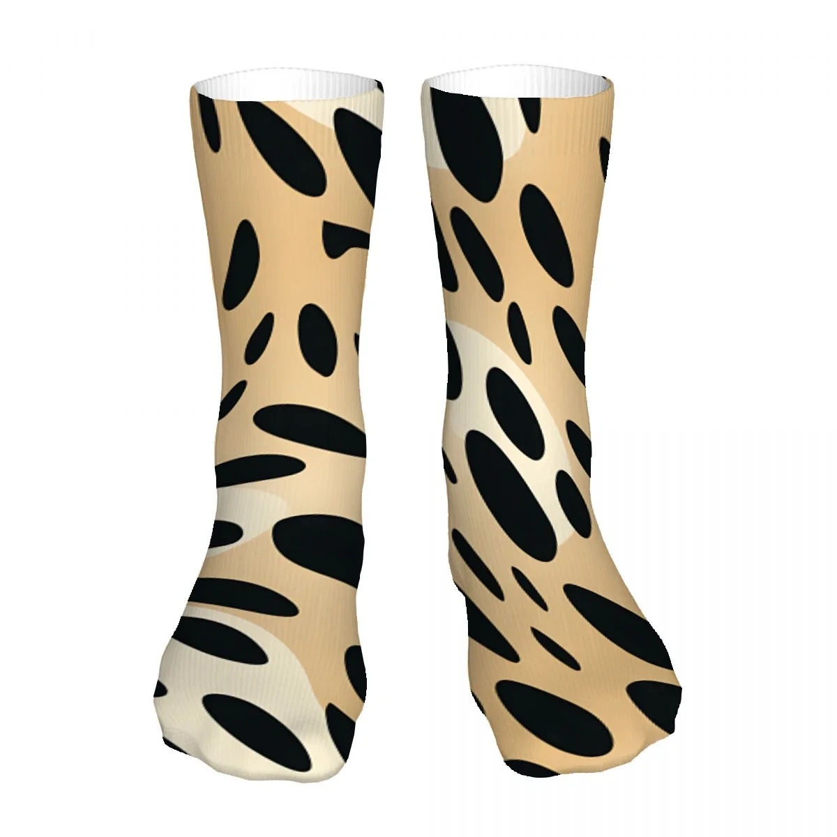 Leopard Print Fabric Art Mens Womens Funny Crew Socks Cool 3D Printed Design Socks Fashion Comfortable Basketball Socks