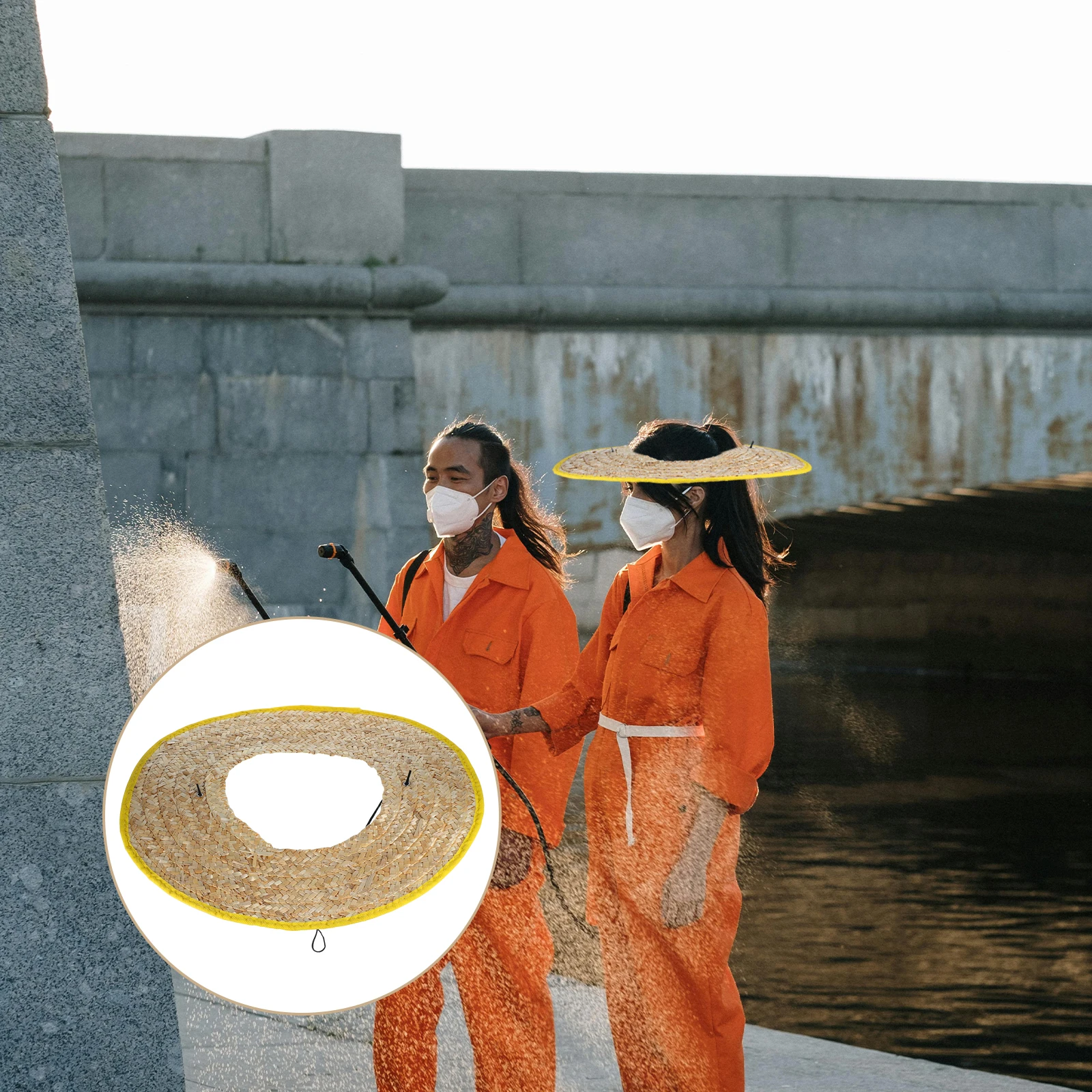 

2pcs Safety Hard Hat Sun Visor Full Straw Hat Shades Brim Shield Uv Resistant Wide Brim Lightweight Comfortable Headwear