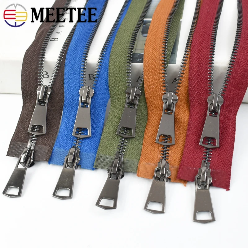 5# 1-5Pcs 70/90/120cm Double Sliders Metal Zipper For Sewing Jacket Coat Zippers Down Zip Repair Kit Replacement DIY Accessories