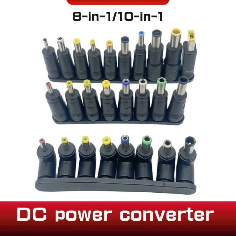 1Set DC Power Jack Female Plug 8-in-1 10-in-1 Adapter Connectors 5.5*2.1mm To 3.5/4.0/4.8/5.5/5.2/6.3/6.0 Male Tips Adaptor