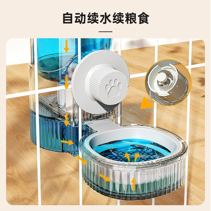 Pet Cage Hanging Feeder Automatic Fountain Water Bottle Food Dispenser Puppy Drinking Bowl Dog Cat Rabbit Bird Feeding Product