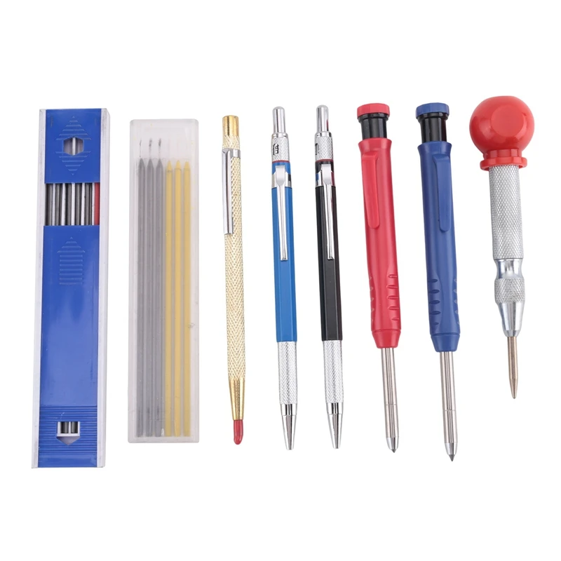 

ABHU 8 Pieces Carpenter Scriber Marking Kit Includes 4 Mechanical Carpenter Pencils,Metal Carbide Scriber For Glass, Ceramics