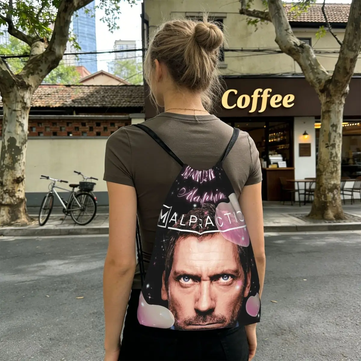 

Dr Gregory House Movie Backpacks Multi-function Drawstring Bags Sports Bag Book Bags for Travel Students