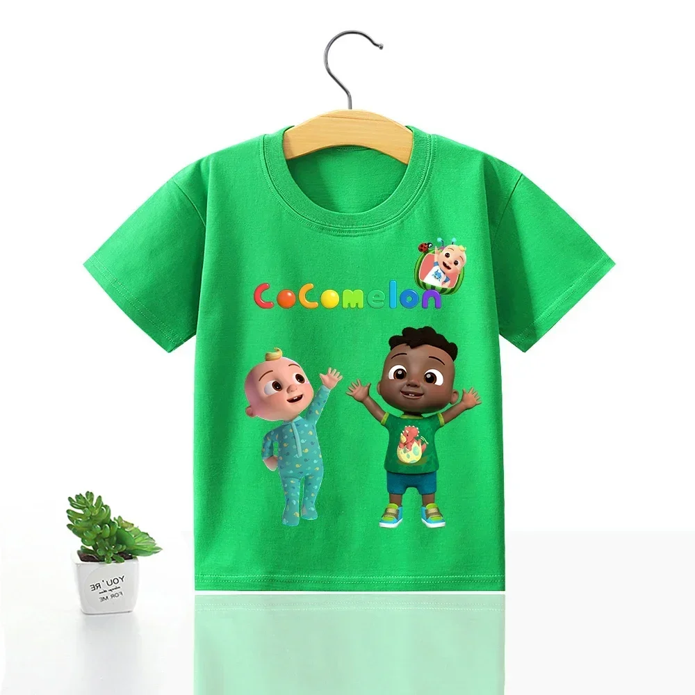 Cocomeloning Baby T Shirt Infant Cotton Short Sleeve Shirt Boy Girl Summer Clothes Cartoon Printed Jj Yoyo Letter Tops Tees Gift