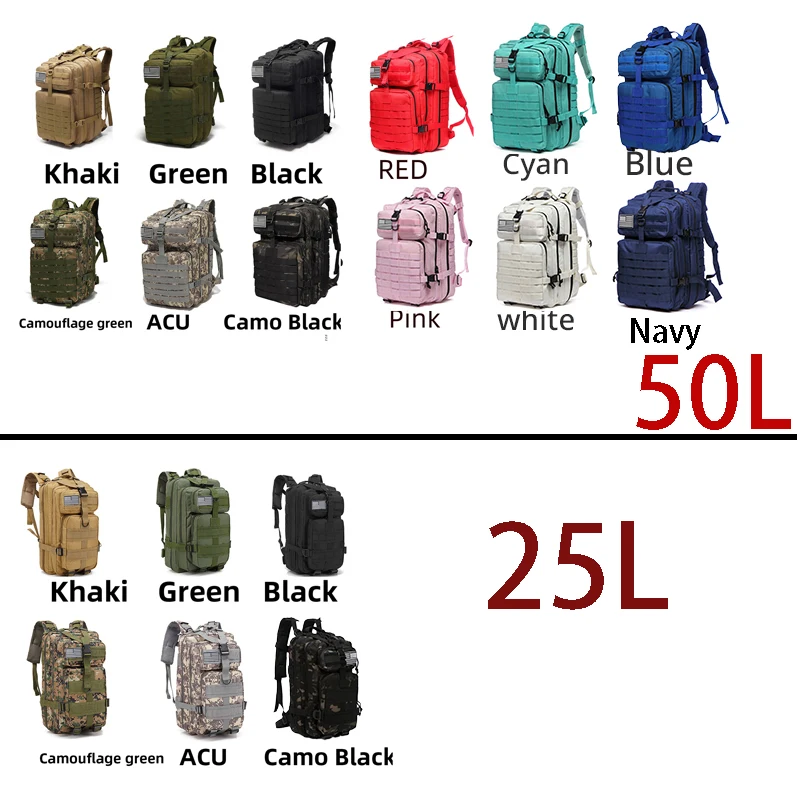 Langlebiger Nylon 50L Wasserdichter Taktischer Outdoor-Rucksack für Wandern, Trekking, Angeln, Jagen, Camping und Reisen – Detail 2