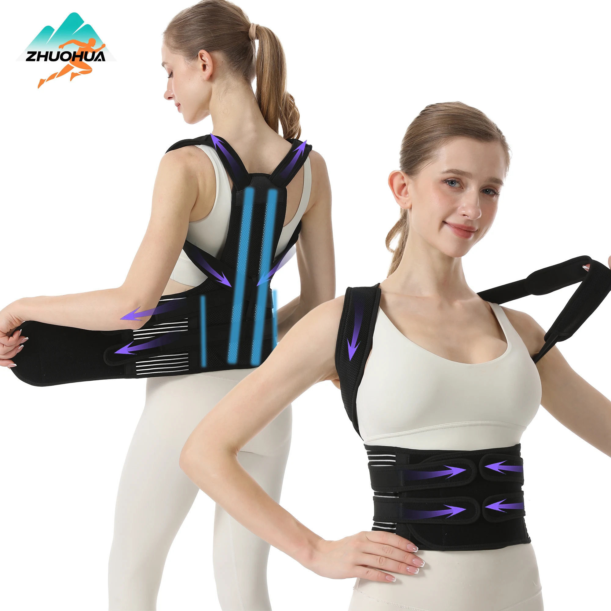

ZHUOHUA Posture Corrector for Women&Men,Upgraded Full Back Brace Support,Adjustable Shoulder Straightener to Improve Bad Posture