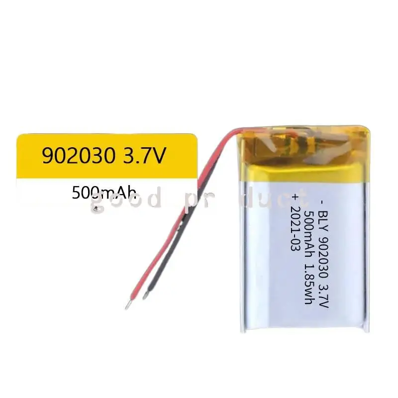 902030   polymer lithium ion rechargeable battery 3.7V 500mAh battery for Consumer electronics toys LED lights bluetooth speaker