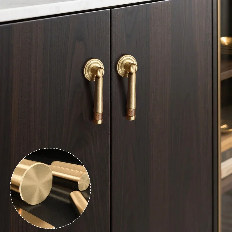 yesBrass Solid French Light Luxury Retro Style Single Hole Drawer Door Handle Pendant Hanging Cabinet Wardrobe Hardware Door Han