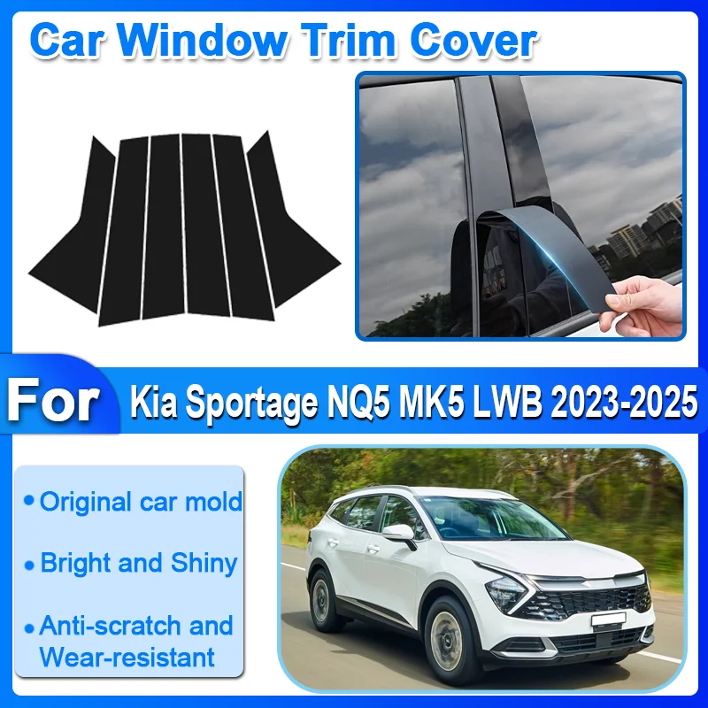 

Center Pillar Sticker For Kia Sportage NQ5 MK5 LWB Hybrid 2023-2025 Pillar Column Stickers Black Silver Carbon Fiber Accessories
