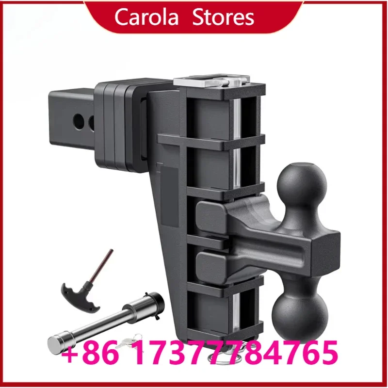 Heavy Adjustable Drop Rise Trailer Tow Hitch Dual Chrome Plated Balls Mount, 2