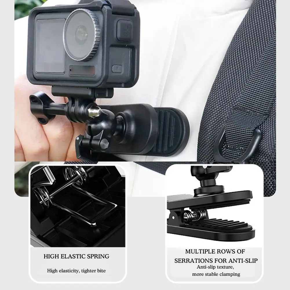 Hohe Qualität für Gopro für Insta360 Action-Kamera neue Grad drehbare Rucksack Clip Action Kamera Action Access ori Y7Q5