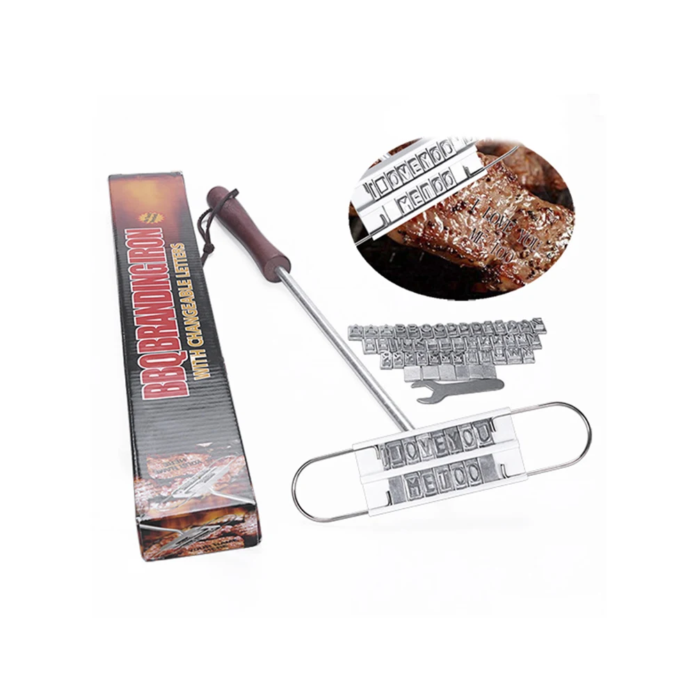 

Bbq Branding Iron Set Includes 55 Letters for Customizing Meat Names Jokes Messages Grilling Season Essential Accessory