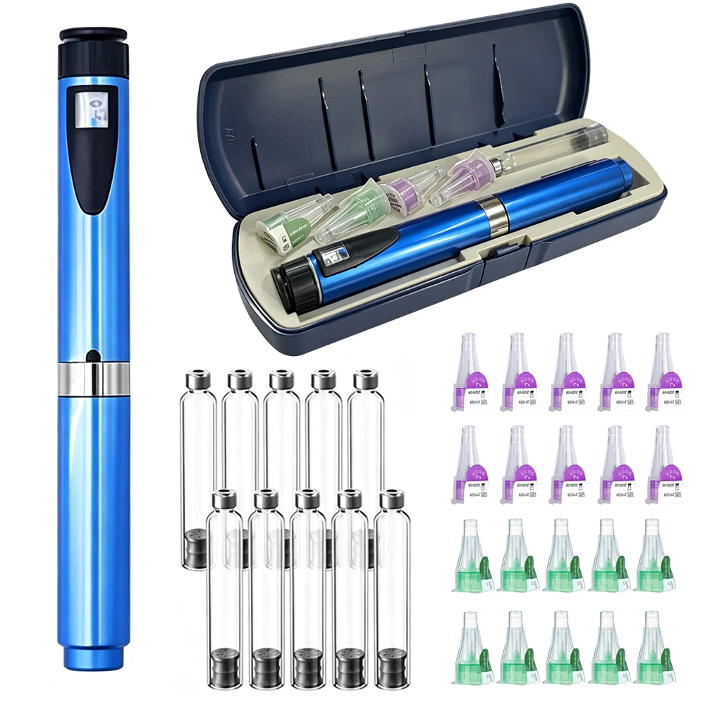 Image of Wiederverwendbarer Injektionspen mit 10 Stück 3ml Kartuschen Set Tragbare Insulin-Injektionspens mit Einstellbarem Dosierungseinstellrad